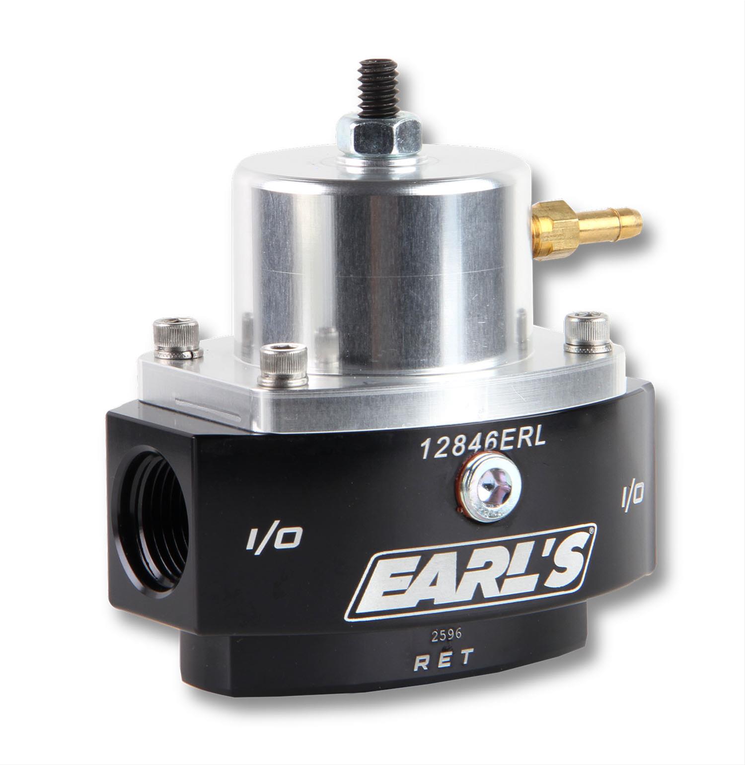 Earl's Performance HP Billet Fuel Pressure Regulators 12846ERL Regulator, Billet, Return Style, Inline, 15-65 psi Range, Aluminum, Black/Clear Anodized, Each thumbnail 2