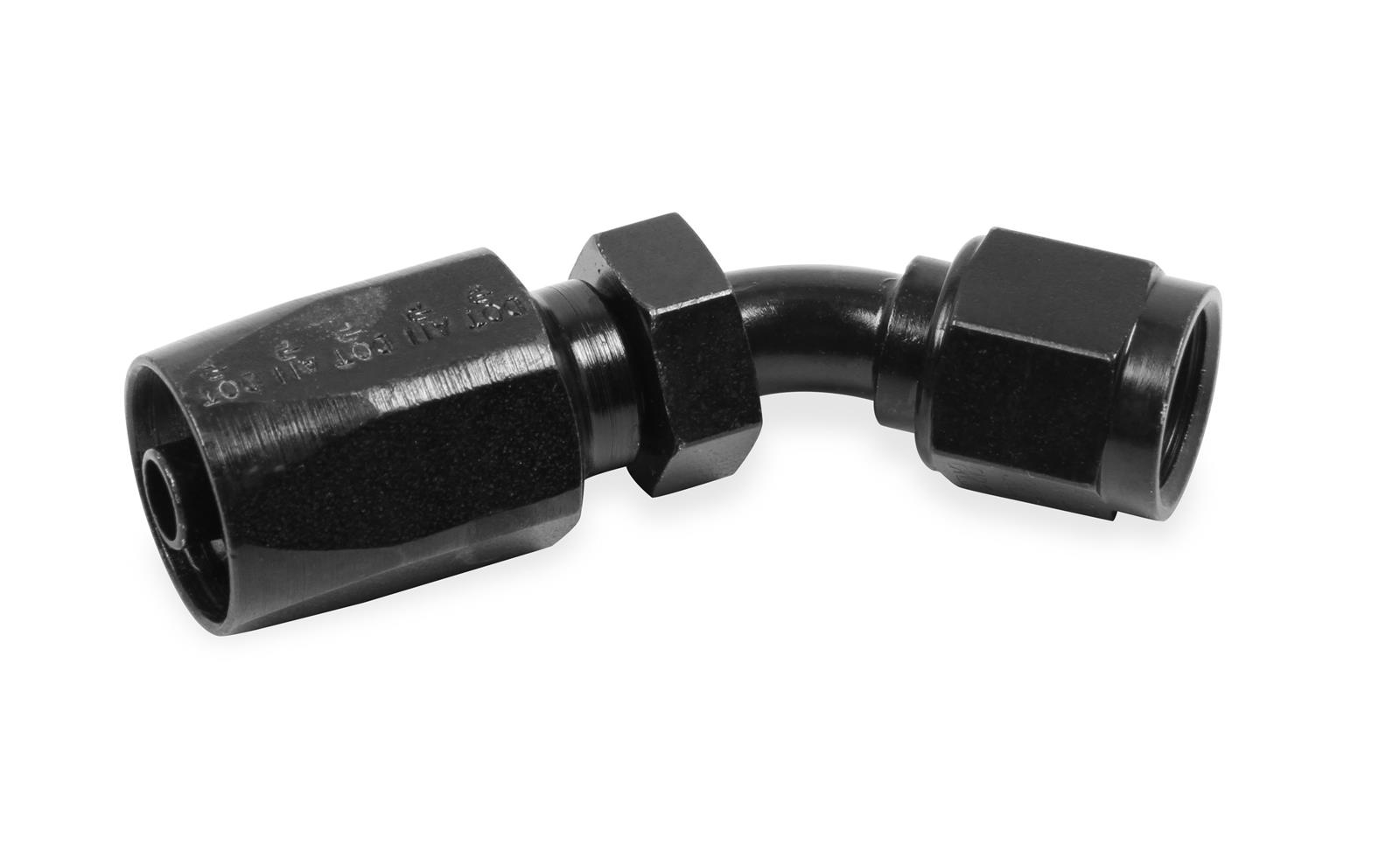Earl's Performance Power Steering Hose Ends 154606ERL Ends, Steering, Reusable Non-swivel, 45 degree, -6 AN Size, Steel, Black Chromate, -6 AN Adapter Size, Female Threads, Each