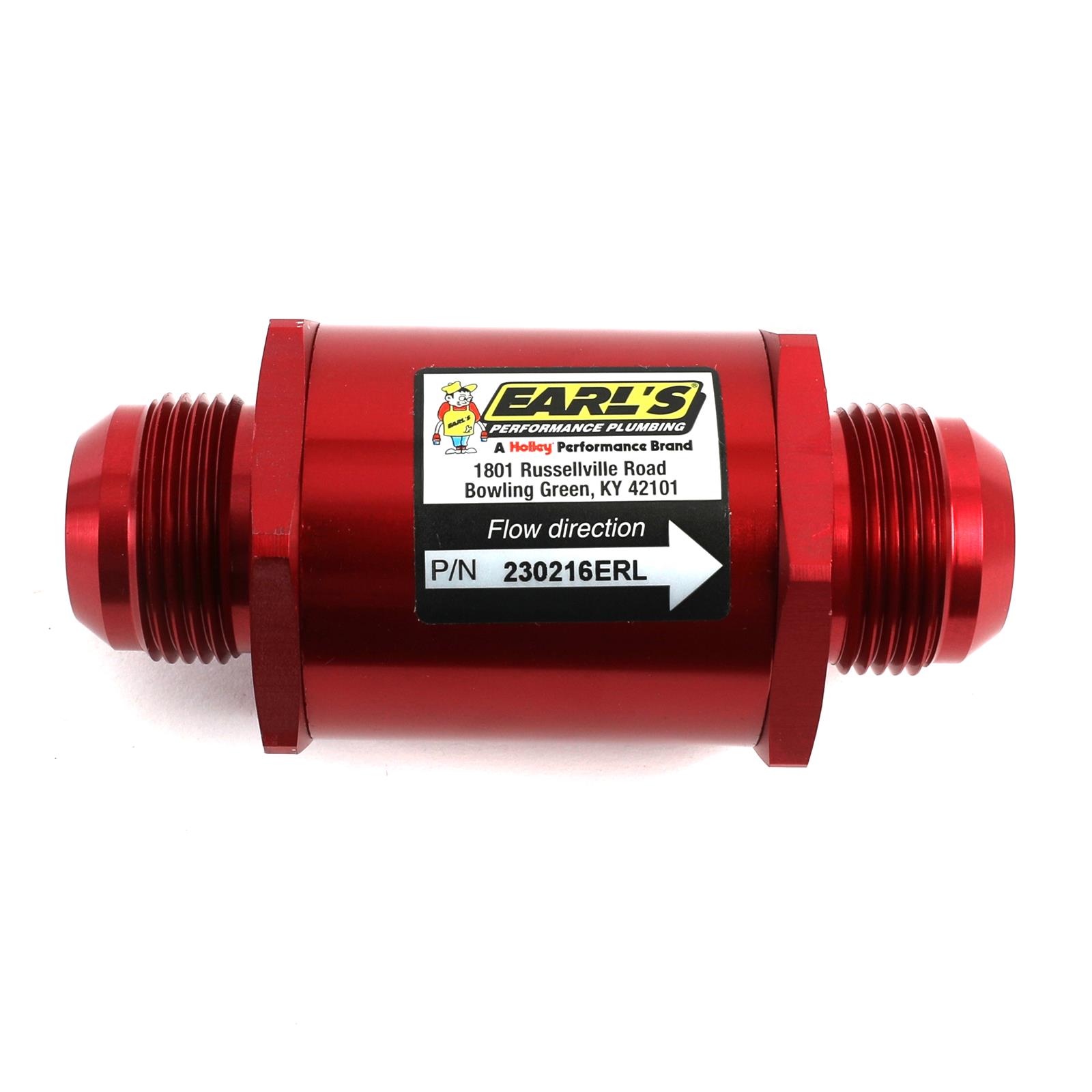 Earl's Performance Inline 85 Microns Fuel Filter with -16 AN Inlet Size 230216ERL Filter, Mount, Red, Microns, Male Inlet/Outlet, Each