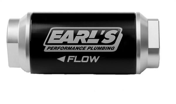 Earl's Performance Inline 10 Microns Fuel Filter with -8 AN Inlet Size 230608ERL Filter, Inline, microns, Black Housing, Depth Media Element, O-ring, Female Threads