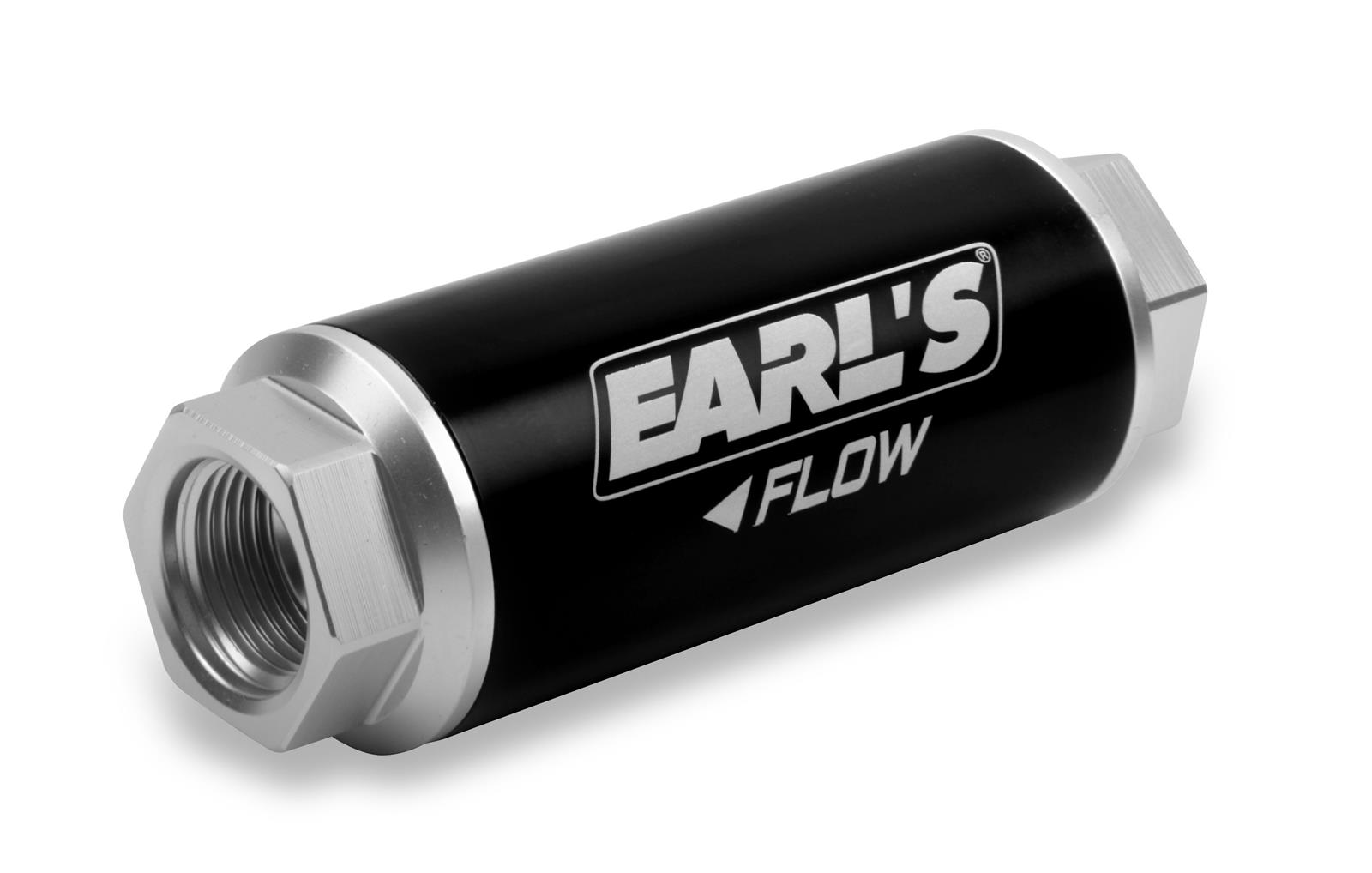 Earl's Performance Billet Inline 100 Microns Fuel Filter with -12 AN Inlet Size 230630ERL Filter, Inline, O-Ring Inlet/Outlet, Microns, Aluminum, Black/Clear, Each thumbnail 2