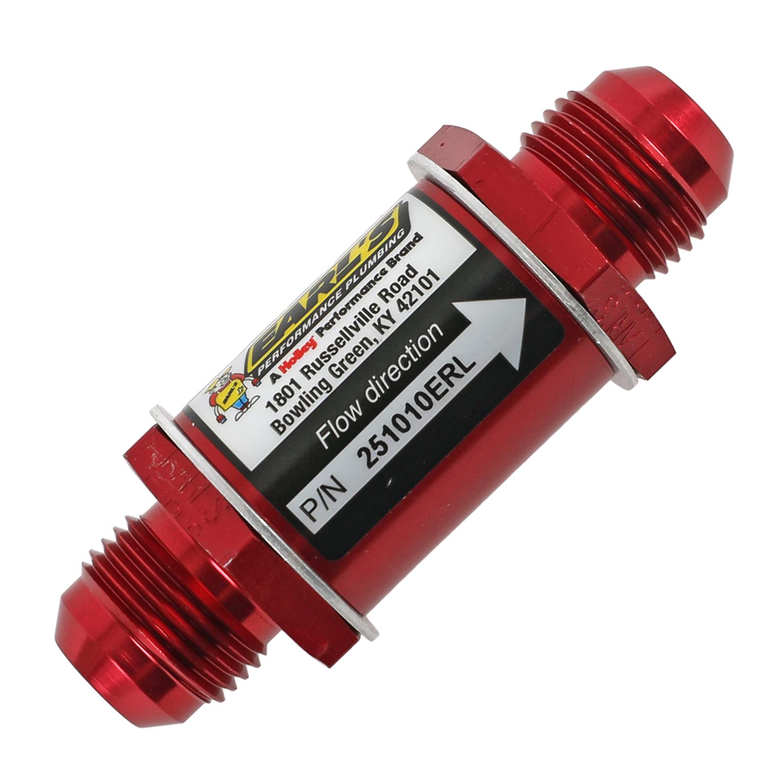 Earl's Performance Check Valves 251010ERL Fuel Valve, Red, Aluminum, -10 AN Male to -10 AN Male, Each
