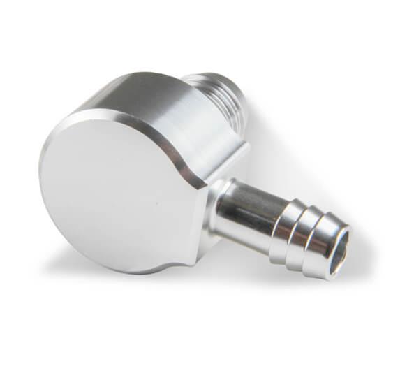 Earl's Performance Brake Booster Check Valves 252008ERL Valve, 90 Degree, 6061-T6 Billet Aluminum, Clear Anodized, 1/2 in. Hose Barbs, Fits 13/16" O.D. Grommet on Booster, Each thumbnail 3
