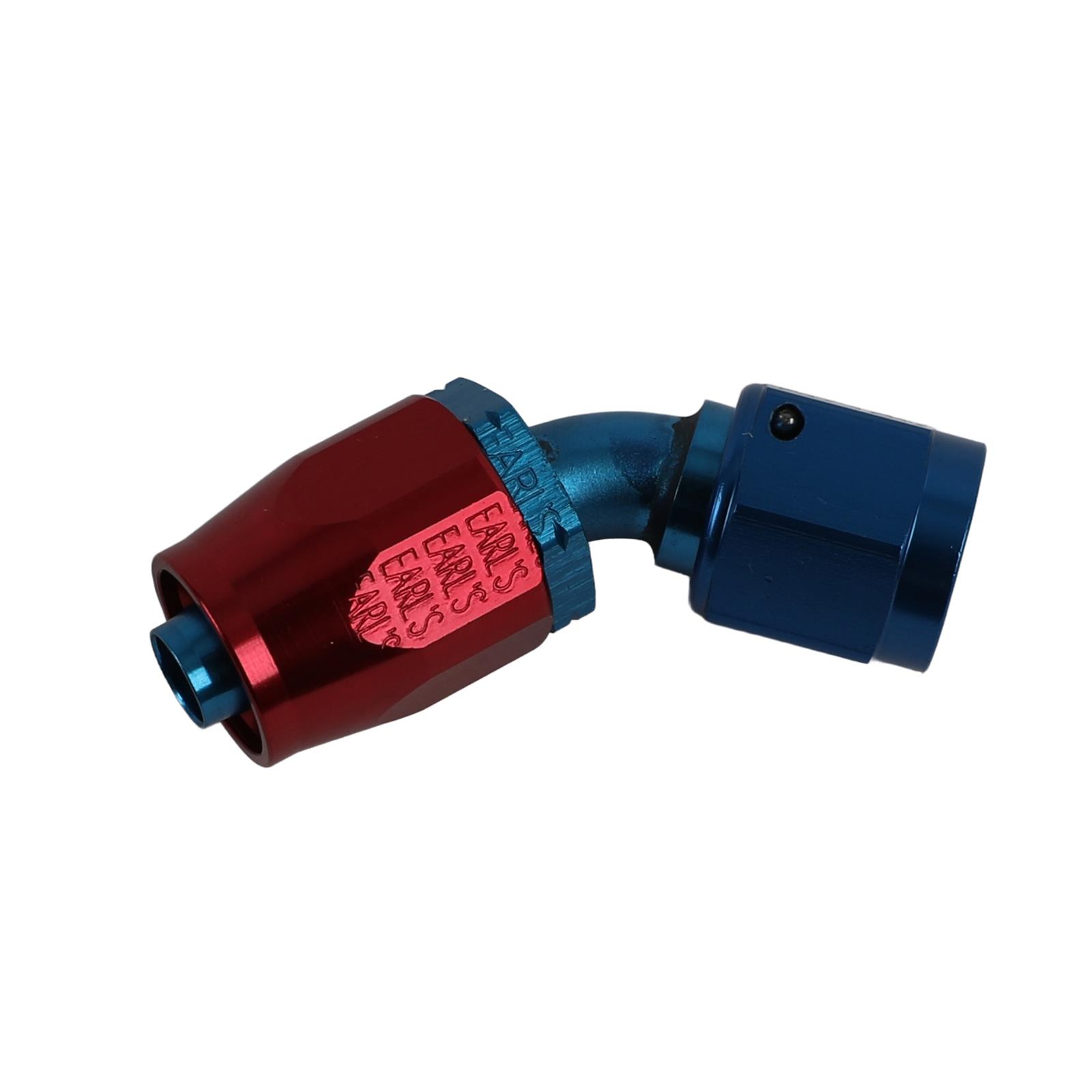 Earl's Performance Auto-Fit Hose Ends 304606ERL Fitting, End, Auto-Fit, 45 Degree, -6 AN to Female -6 AN, Aluminum, Red/Blue, Each