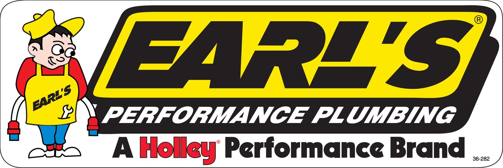 Earl's Performance Decals 36-282 Decal, Yellow/Black/White, Plumbing Logo, Each