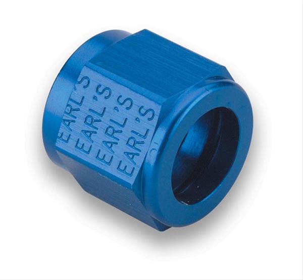 Earl's Performance Tube Nuts 581806ERL Fitting, Nut, -6 AN, Aluminum, Blue Anodized, Pair
