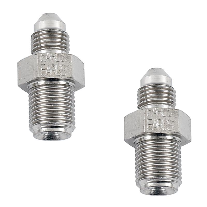 Earl's Performance Brake System Adapters 591932ERL Fittings, Brake, Male -3 AN to Male 7/16 in.-24 Thread, Inverted Flare, Steel, Nickel Plated, Pair thumbnail 2