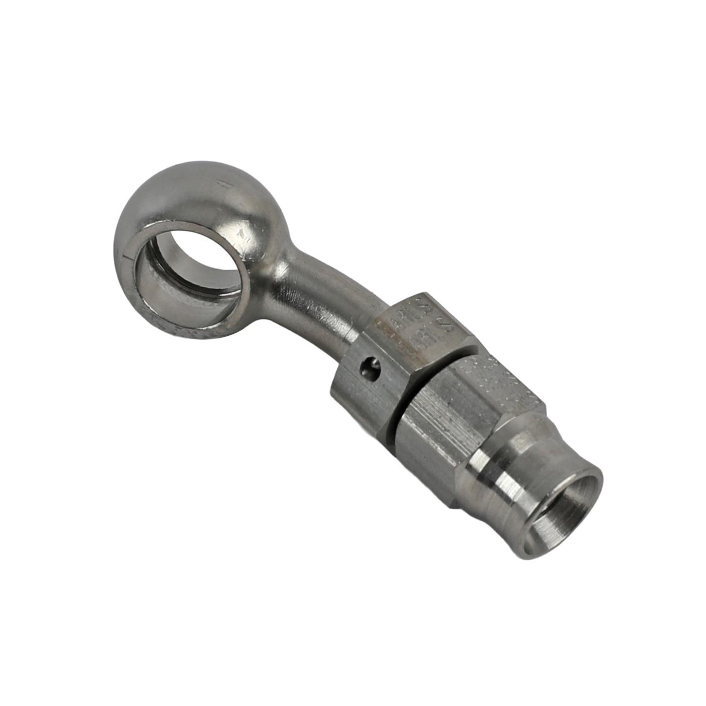 Earl's Performance Speed-Seal Hose Ends 600593ERL Fitting, End, Speed-Seal, 30 Degree, -3 AN Hose, 10mm Banjo, Stainless Steel, Natural, Each