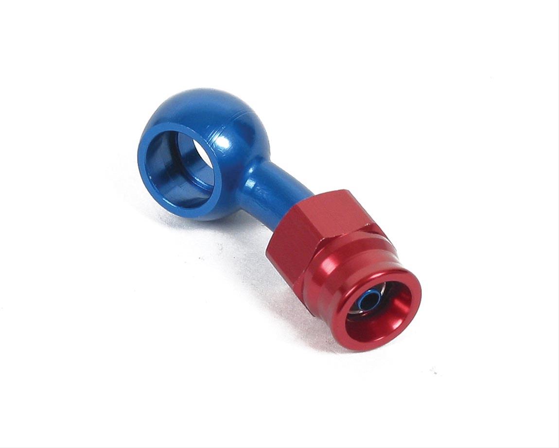Earl's Performance Speed-Seal Hose Ends 600833ERL Fitting, End, Speed-Seal, 30 Degree, -3 AN Hose, 10mm Banjo, Aluminum, Red/Blue Anodized, Each