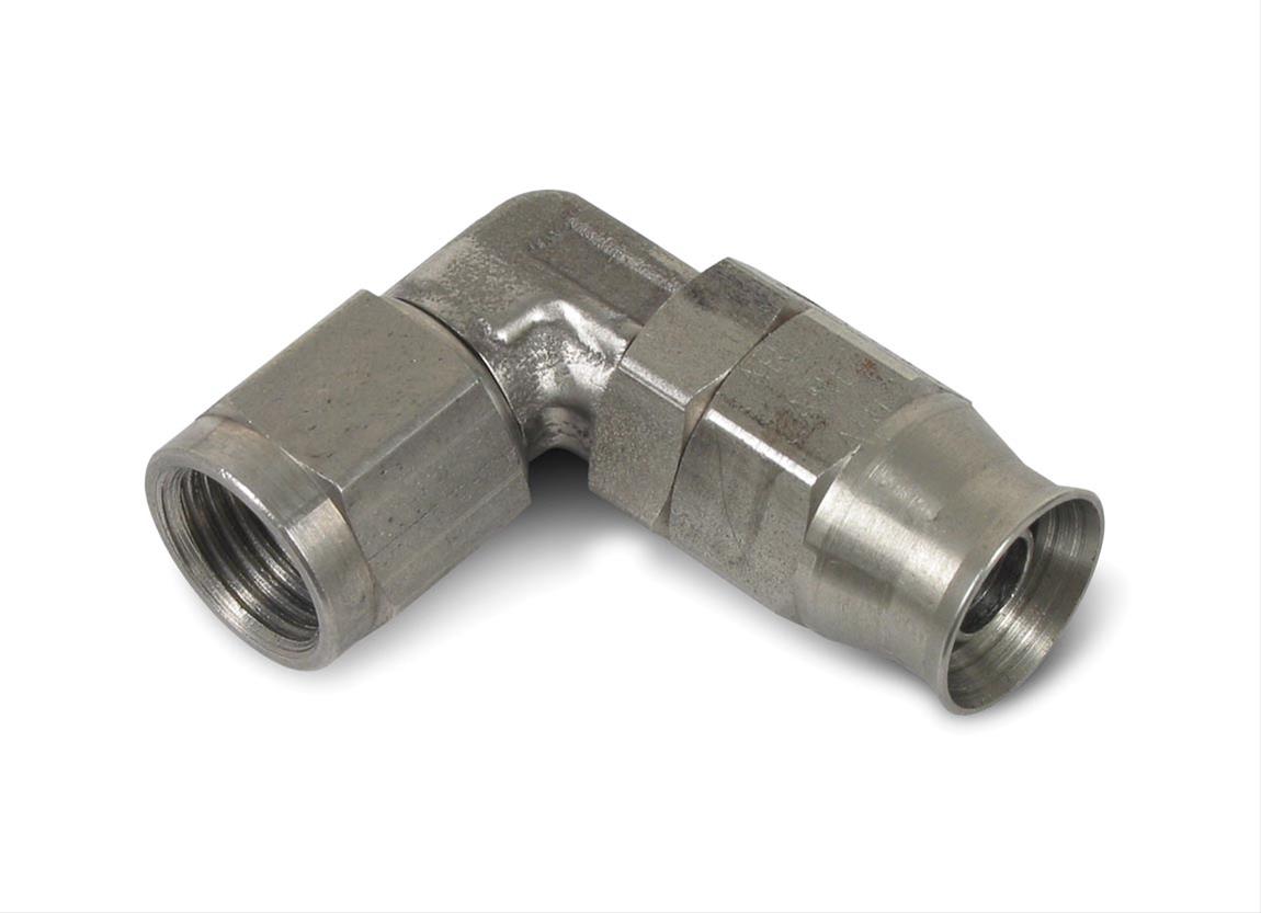 Earl's Performance Speed-Seal Hose Ends 609094ERL Fitting, End, Speed-Seal, 90 Degree, -4 AN Hose, -4 AN Female, Stainless Steel, Natural, Each