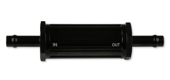 Earl's Performance Vapor Guard 30 Microns Fuel Filter with 0.313 in. Inlet Size 730155ERL Filter, Guard, Inline, 5/16 Inlet, Hose Barb, 5/16 Outlet, Hose Barb, Billet Aluminum, Black, 4.50 Overall Length, Each thumbnail 3