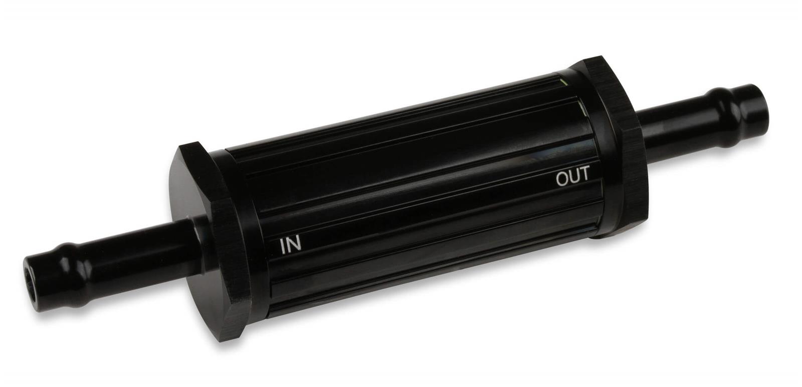 Earl's Performance Vapor Guard 100 Microns Fuel Filter with 0.313 in. Inlet Size 731055ERL Filter, Guard, Inline, 5/16 Inlet, Hose Barb, 5/16 Outlet, Hose Barb, Aluminum, Black, 4.50 Overall Length, Each thumbnail 2
