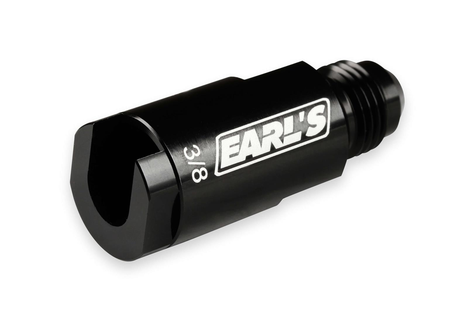 Earl's Performance Vapor Guard OEM Quick-Connect Fuel Rail Adapter Fittings 751166ERL Line Fitting, 3/8 in. Female Quick-Connect, To -6 AN Male AN, Straight, Aluminum, Black Anodized, Each