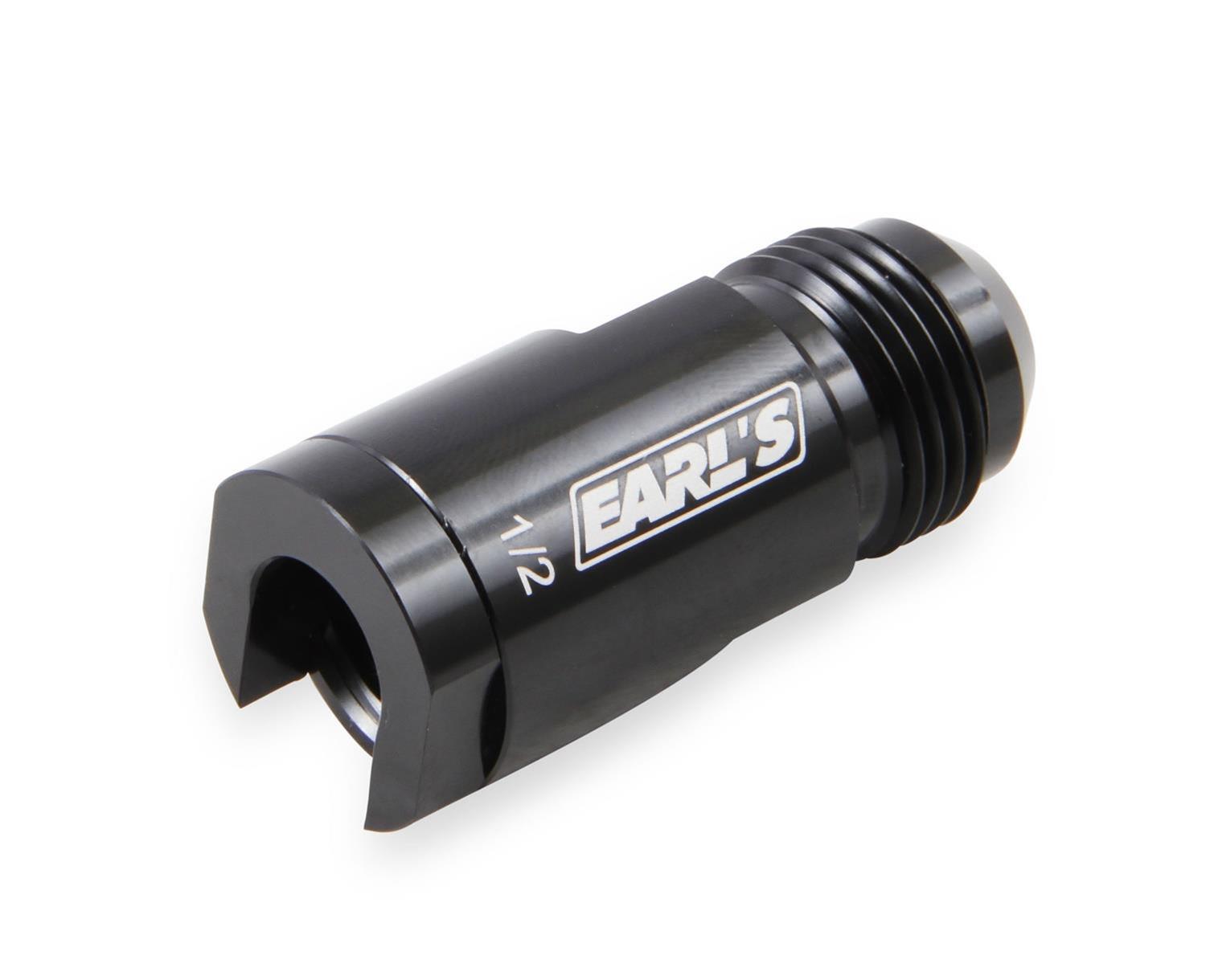 Earl's Performance Vapor Guard OEM Quick-Connect Fuel Rail Adapter Fittings 751186ERL Fitting, Push-On EFI, Straight, Male -10 AN, Female Quick-Connect, Threaded Cap, 1/2 in., Black Anodized, Each thumbnail 3