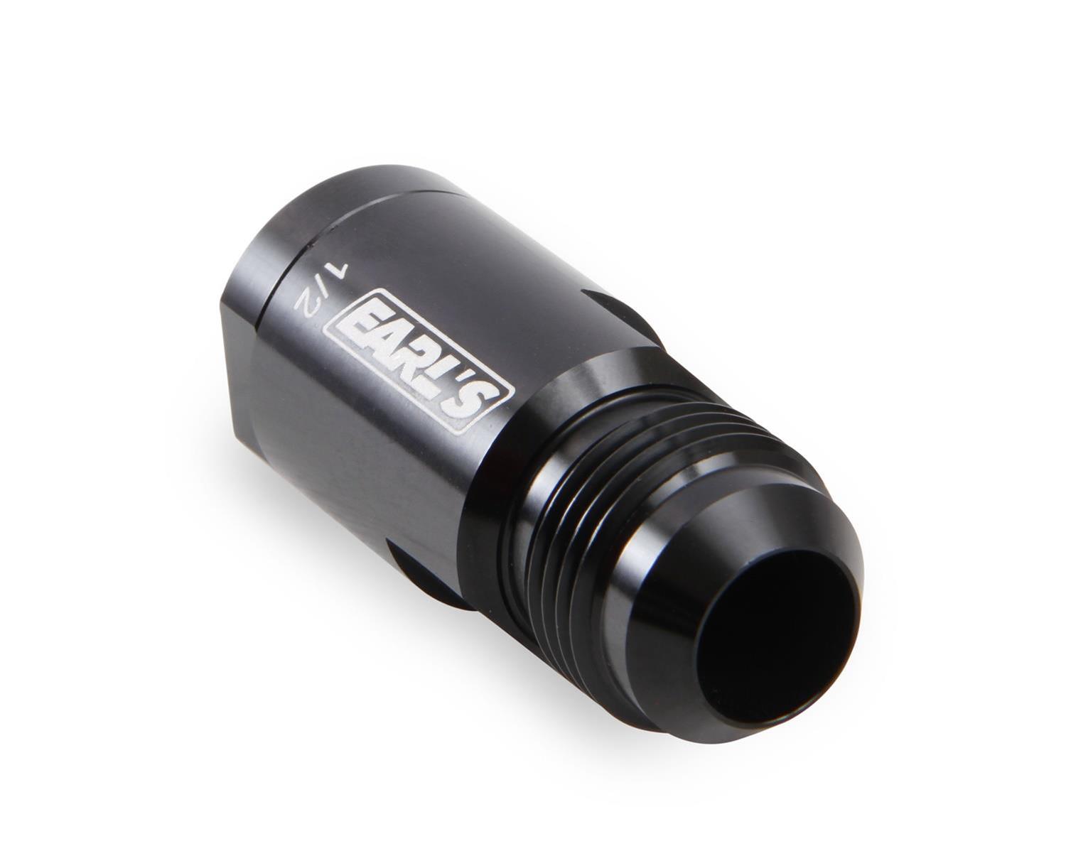 Earl's Performance Vapor Guard OEM Quick-Connect Fuel Rail Adapter Fittings 751186ERL Fitting, Push-On EFI, Straight, Male -10 AN, Female Quick-Connect, Threaded Cap, 1/2 in., Black Anodized, Each thumbnail 4