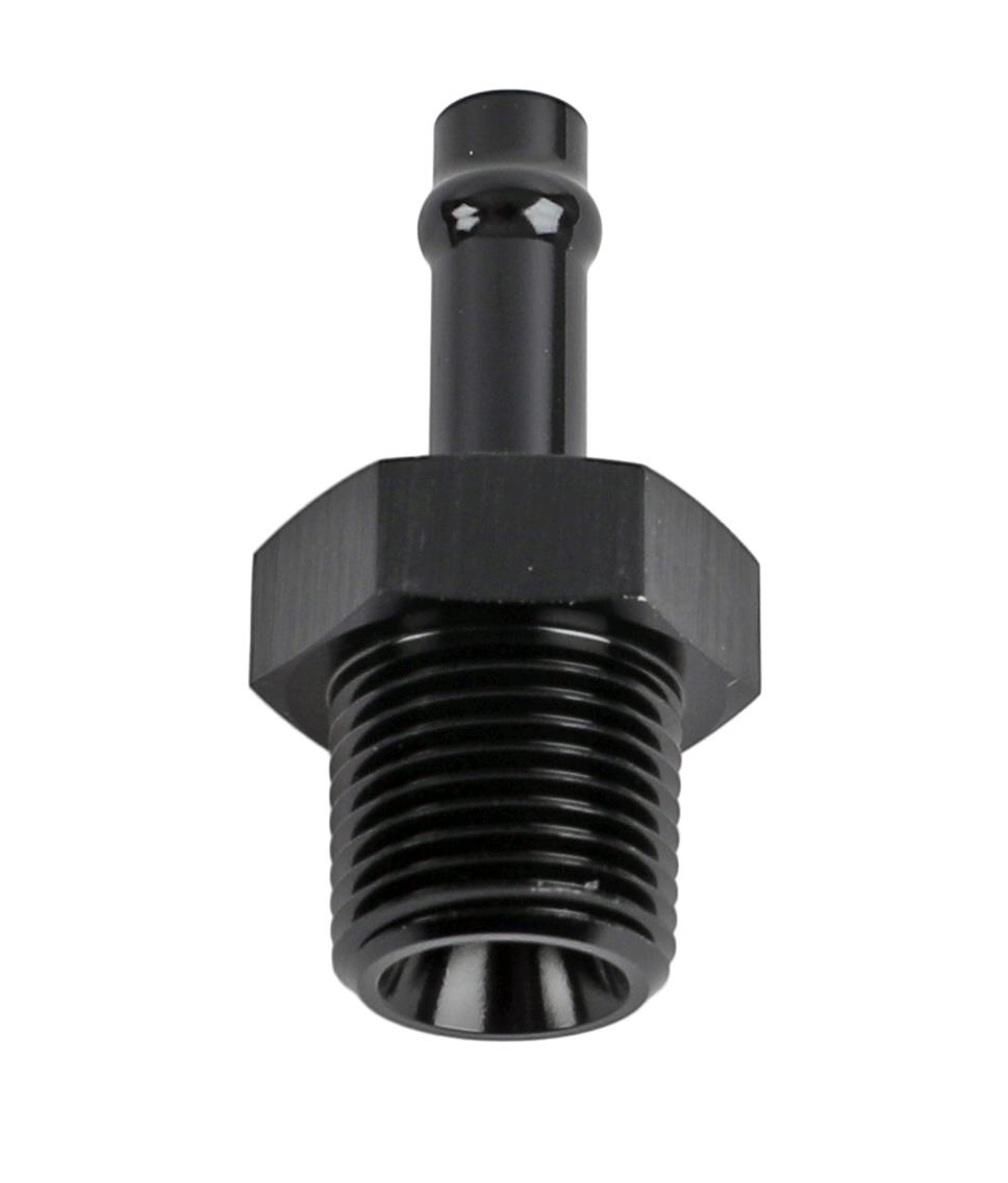Earl's Performance Vapor Guard Hose Ends 781656ERL Ends, Guard, Socketless Barb, Straight, 5/16 in. Size, Aluminum, Black Anodized, 3/8 in. NPT Adapter Size, Male Threads, Each