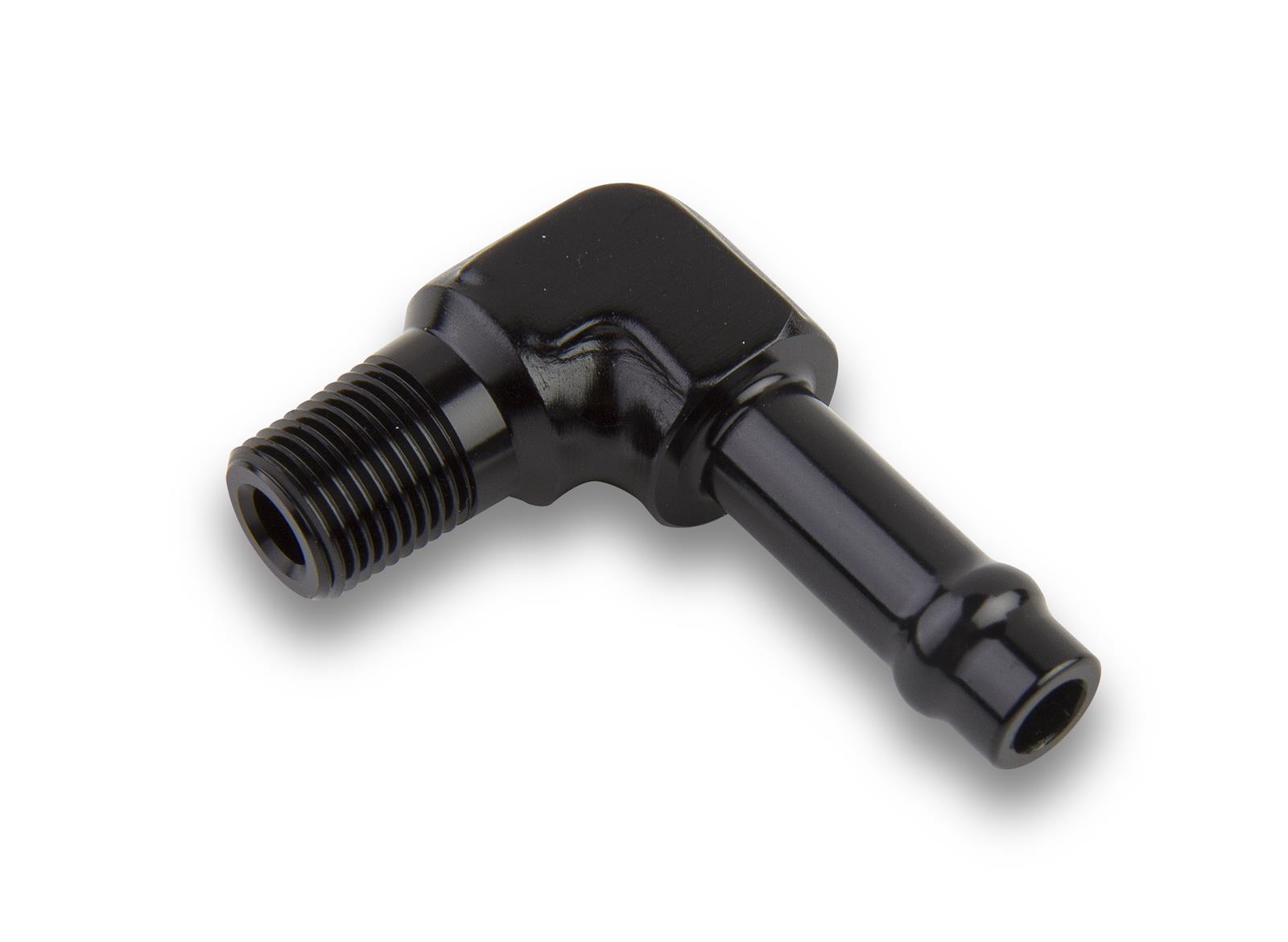 Earl's Performance Vapor Guard Hose Ends 782206ERL Ends, Guard, Socketless Barb, 90 degree, 3/8 in. Size, Aluminum, Black Anodized, 1/4 in. NPT Adapter Size, Male Threads, Each thumbnail 2