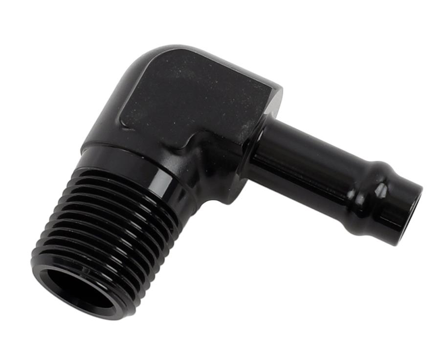 Earl's Performance Vapor Guard Hose Ends 782266ERL Ends, Guard, Socketless Barb, 90 degree, 3/8 in. Size, Aluminum, Black Anodized, 3/8 in. NPT Adapter Size, Male Threads, Each