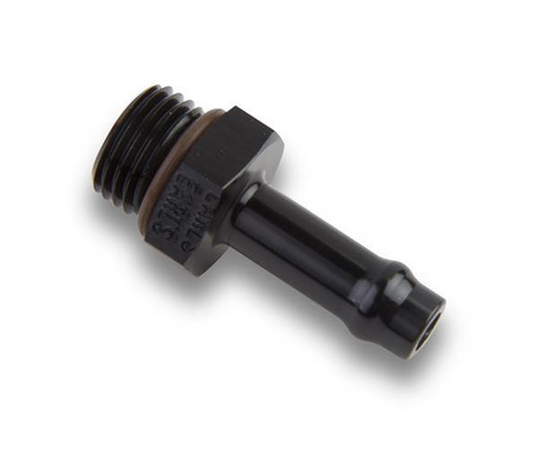 Earl's Performance Vapor Guard Hose Ends 785066ERL End, Guard, Straight, 3/8 in. Size, Socketless Barb, 9/16-18 in. Male O-ring, Aluminum, Black, Each