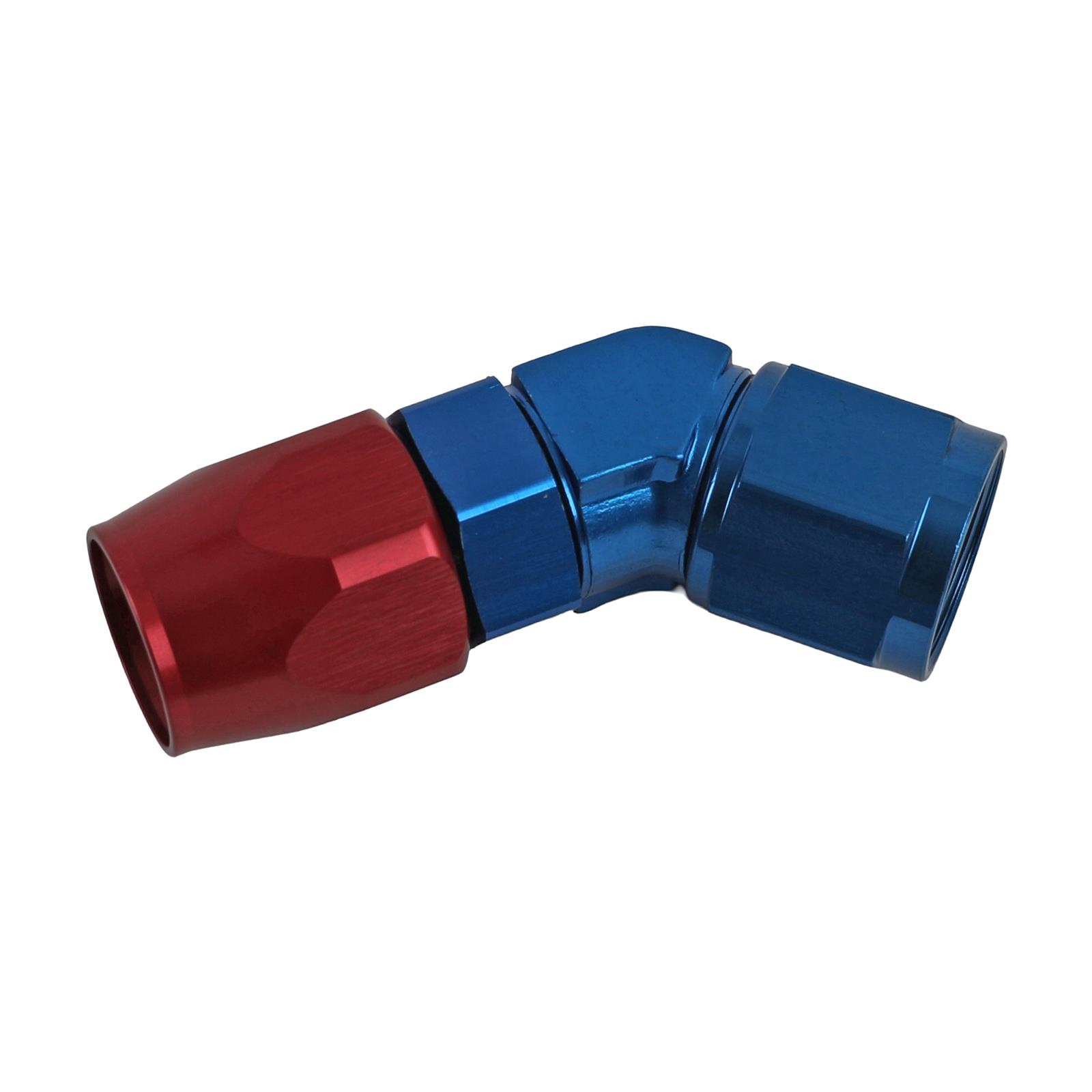 Earl's Performance Swivel-Seal Hose Ends 804510ERL Fitting, End, Swivel-Seal, 45 Degree, -10 AN to Female -10 AN, Aluminum, Red/Blue, Each
