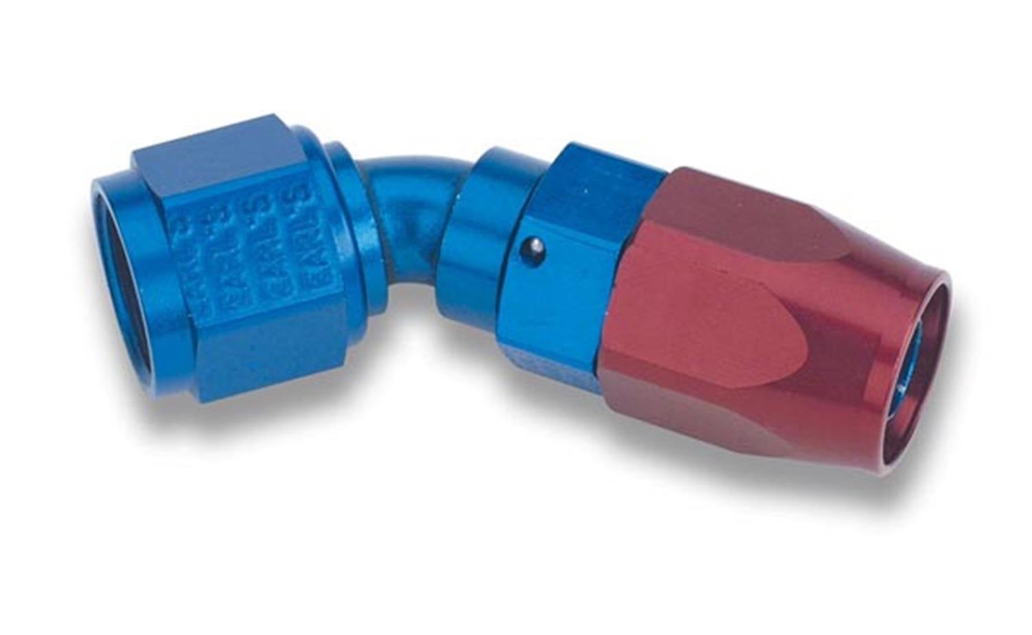 Earl's Performance Swivel-Seal Hose Ends 804612ERL Fitting, End, Swivel-Seal, 45 Degree, -12 AN to Female -12 AN, Aluminum, Red/Blue, Each