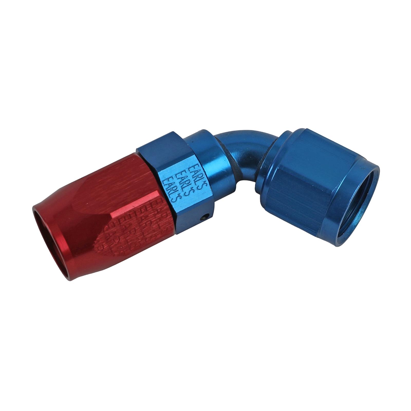 Earl's Performance Swivel-Seal Hose Ends 806108ERL Fitting, End, Swivel-Seal, 60 Degree, -8 AN to Female -8 AN, Aluminum, Red/Blue, Each