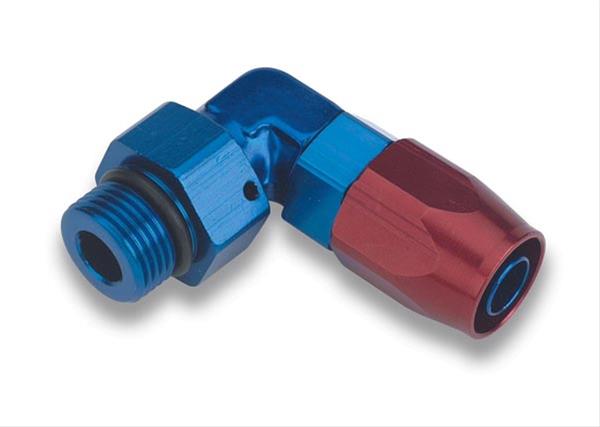 Earl's Performance Swivel-Seal Hose Ends 849012ERL Fitting, End, Swivel-Seal, 90 Degree, -12 AN to Male -12 AN O-Ring, Aluminum, Red/Blue, Each thumbnail 2