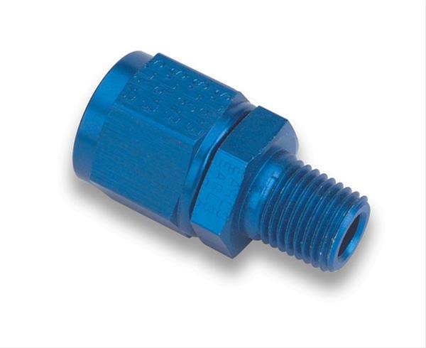 Earl's Performance AN to NPT Adapter Fittings 916112ERL Fitting, Adapter, NPT, Straight, Aluminum, Blue Anodized, -12 AN, 3/4 in. NPT, Swivel, Each thumbnail 2
