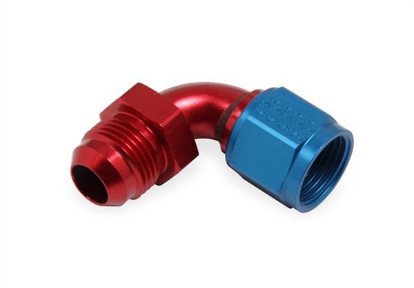 Earl's Performance Couplers 920508ERL Fitting, Coupler, Union, AN to AN, 90 Degree, Aluminum, Red/Blue Anodized, -8 AN, -8 AN, Swivel, Each thumbnail 2