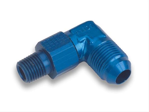 Earl's Performance AN to NPT Adapter Fittings 922103ERL Fitting, Adapter, NPT, 90 Degree, Aluminum, Blue Anodized, -3 AN, 1/8 in. NPT, Swivel, Each thumbnail 2