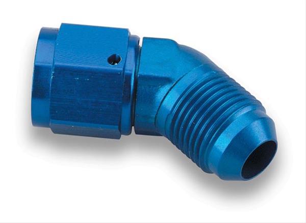 Earl's Performance Couplers 924112ERL Fitting, Coupler, Union, AN to AN, 45 Degree, Aluminum, Blue Anodized, -12 AN, -12 AN, Swivel, Each thumbnail 2