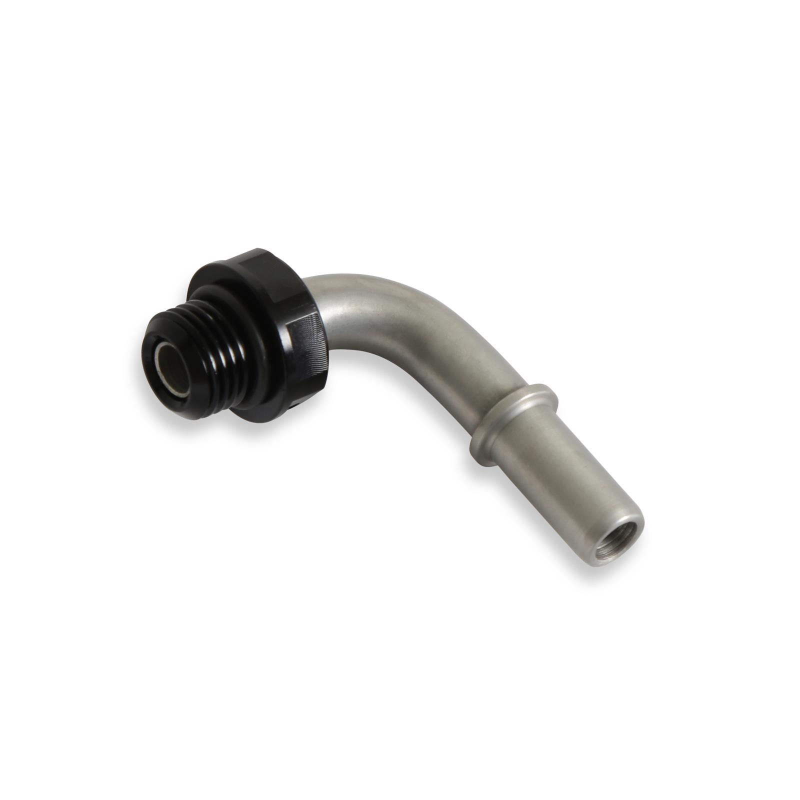 Earl's Performance Fuel Rail and Module Quick-Connect Fittings 935066ERL Fitting, 90 degree, 3/8 in. Male Quick Connect, -6 AN O-Ring Male, Stainless Steel/Black Anodized, Each thumbnail 3