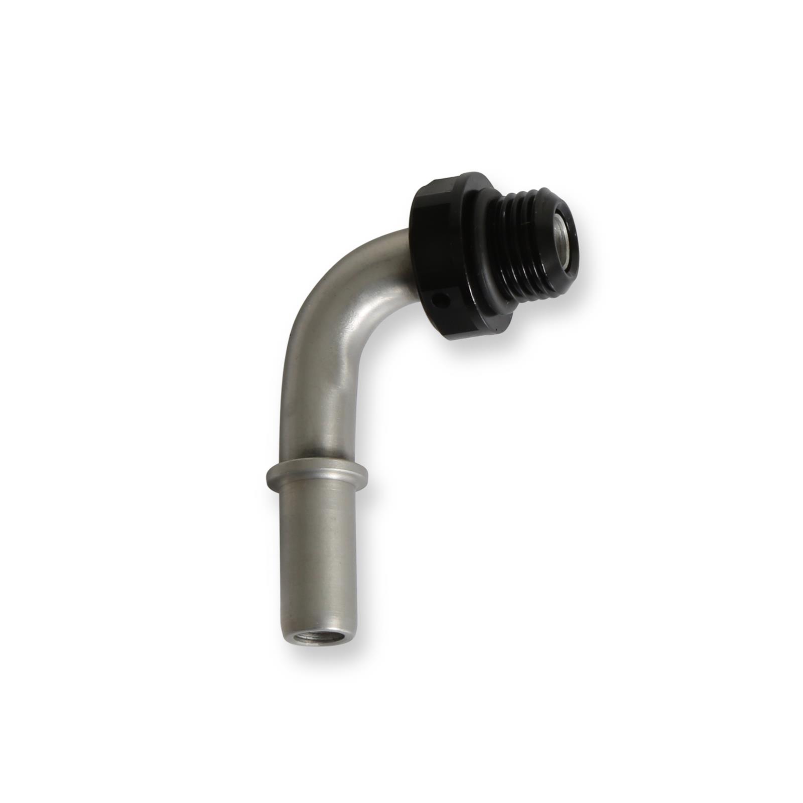 Earl's Performance Fuel Rail and Module Quick-Connect Fittings 935066ERL Fitting, 90 degree, 3/8 in. Male Quick Connect, -6 AN O-Ring Male, Stainless Steel/Black Anodized, Each thumbnail 4