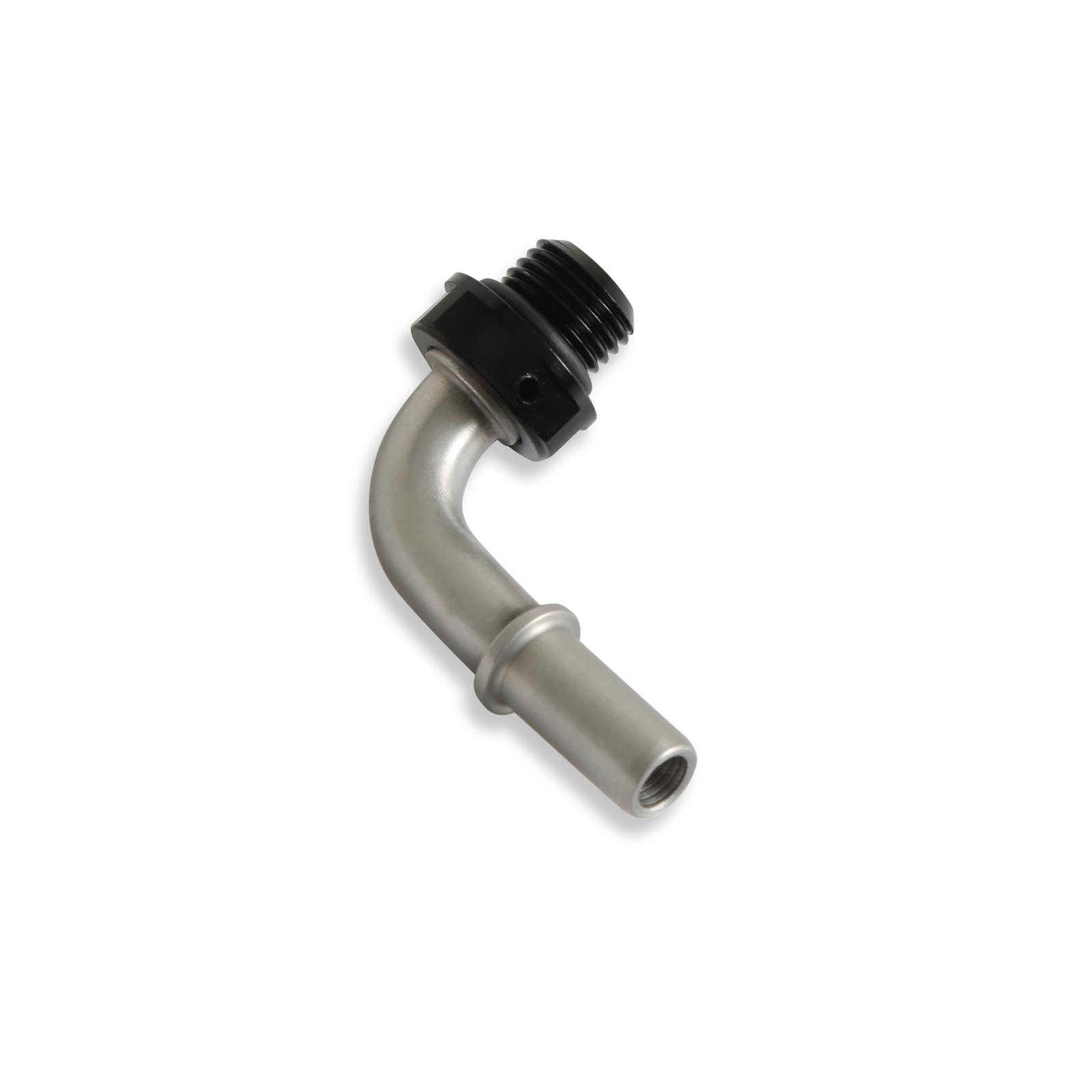 Earl's Performance Fuel Rail and Module Quick-Connect Fittings 935066ERL Fitting, 90 degree, 3/8 in. Male Quick Connect, -6 AN O-Ring Male, Stainless Steel/Black Anodized, Each thumbnail 5