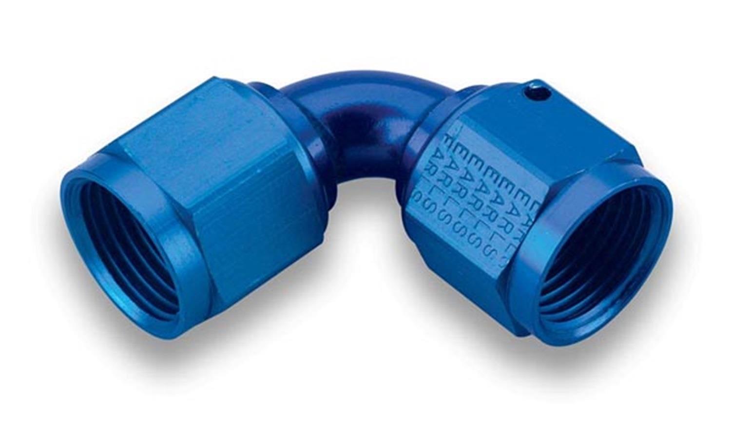 Earl's Performance Couplers 935108ERL Fitting, Coupler, Union, AN to AN, 90 Degree, Aluminum, Blue Anodized, -8 AN, -8 AN, Each