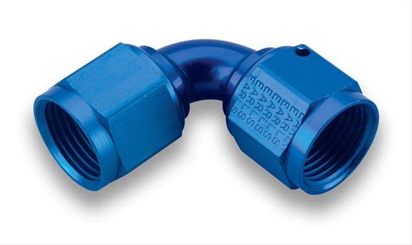 Earl's Performance Couplers 935106ERL Fitting, Coupler, Union, AN to AN, 90 Degree, Aluminum, Blue Anodized, -6 AN, -6 AN, Each thumbnail 2