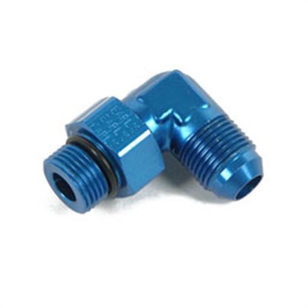 Earl's Performance AN to Straight Cut O-Ring Fittings 949006ERL Fitting, Adapter, Cut, 90 Degree, Aluminum, Blue Anodized, -6 AN, -6 AN, Swivel, Each thumbnail 2