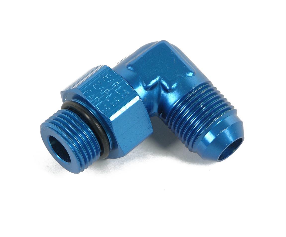 Earl's Performance AN to Straight Cut O-Ring Fittings 949012ERL Fitting, Adapter, Cut, 90 Degree, Aluminum, Blue Anodized, -12 AN, -12 AN, Swivel, Each thumbnail 2
