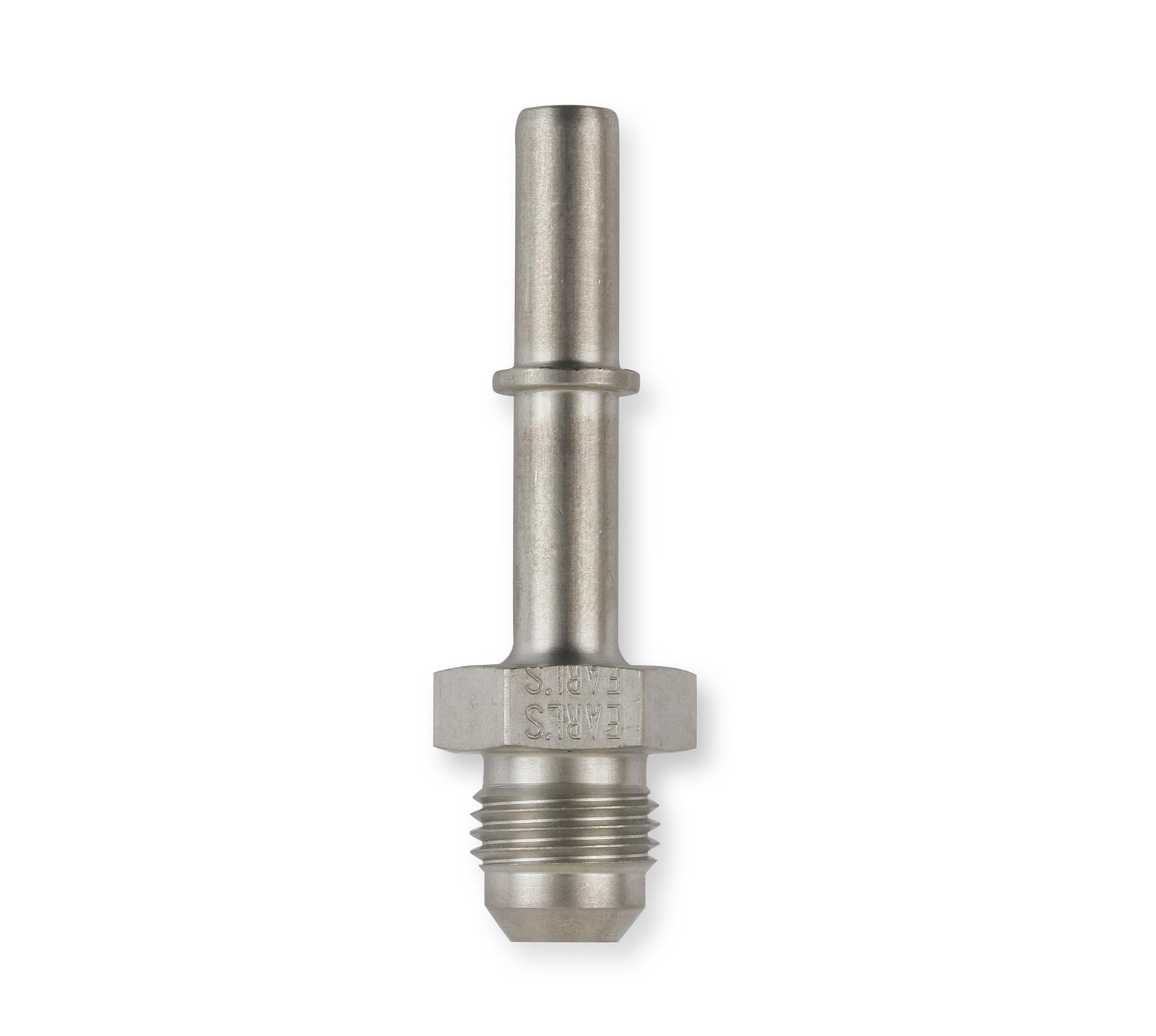Earl's Performance Quick-Disconnect Fittings 961964ERL Fuel Rail Fitting, Stainless Steel, Natural, 5/16 in. Tube Quick Connect to -6 AN Male Threads, Each