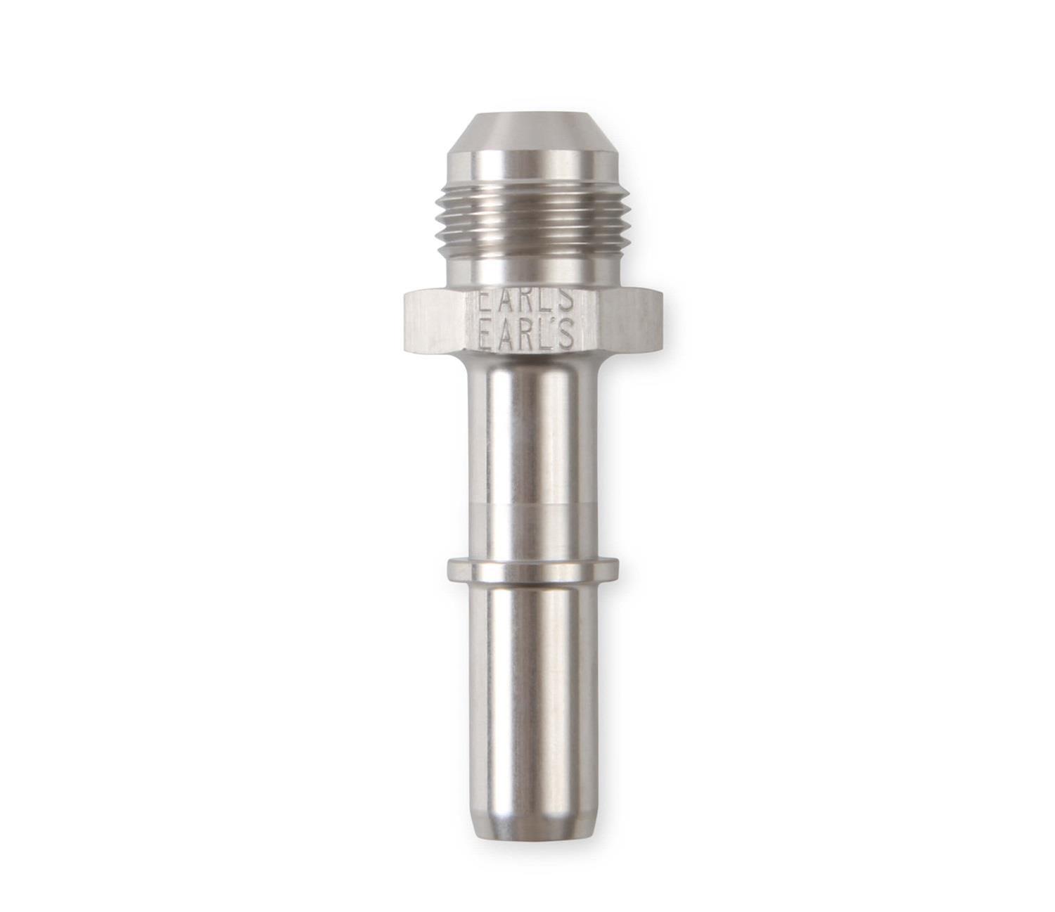 Earl's Performance Quick-Disconnect Fittings 961988ERL Fuel Rail Fitting, Stainless, Natural 1/2 in. Male Quick-Connect, -8 AN Male Threads, Each