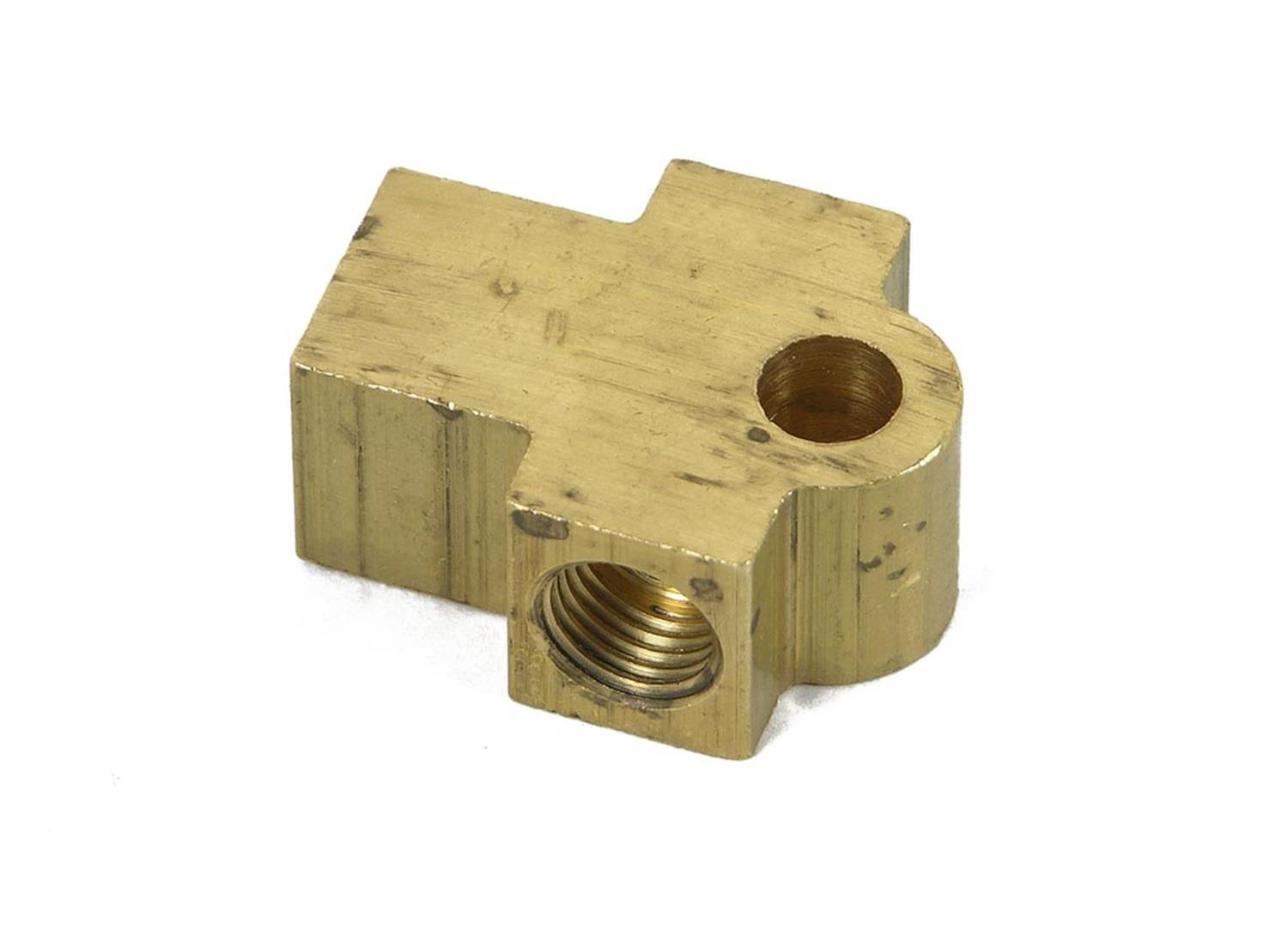 Earl's Performance Brake System Adapters 972050ERL Fitting, Adapter, Tee 3/8 in.-24 I.F. Run, 3/8 in.-24 Straight on Branch, 1/4 in. Mounting, Brass, Each