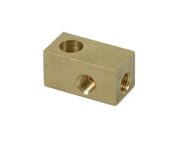 Earl's Performance Brake System Adapters 972052BERL Fitting, Adapter, Tee 3/8-24 I.F., 7/16 in. Mounting Hole, with 1/8 in. NPT Light Switch Port, Brass, Each thumbnail 3