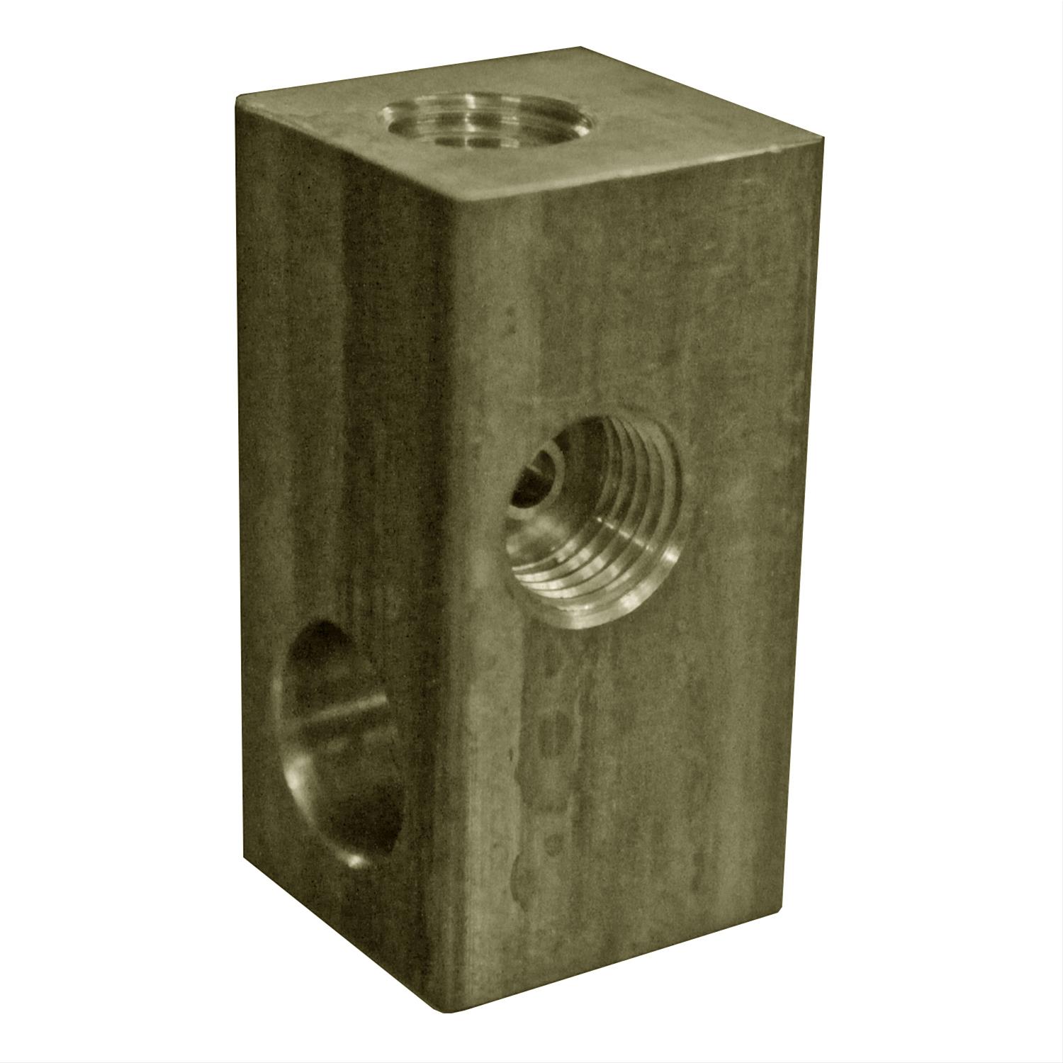 Earl's Performance Brake System Adapters 972052ERL Fitting, Adapter, Tee 3/8-24 I.F. on Both Runs, 3/8-24 I.F. Branch, 7/16 in. Mounting Hole, Brass, Each thumbnail 2