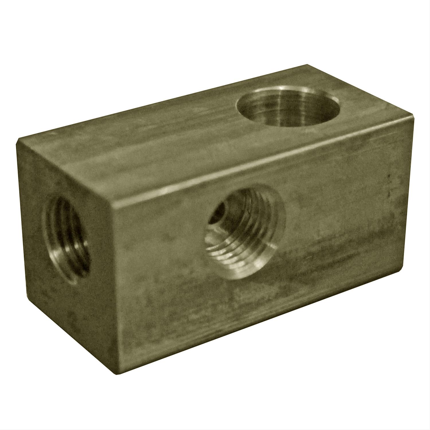 Earl's Performance Brake System Adapters 972052ERL Fitting, Adapter, Tee 3/8-24 I.F. on Both Runs, 3/8-24 I.F. Branch, 7/16 in. Mounting Hole, Brass, Each thumbnail 3