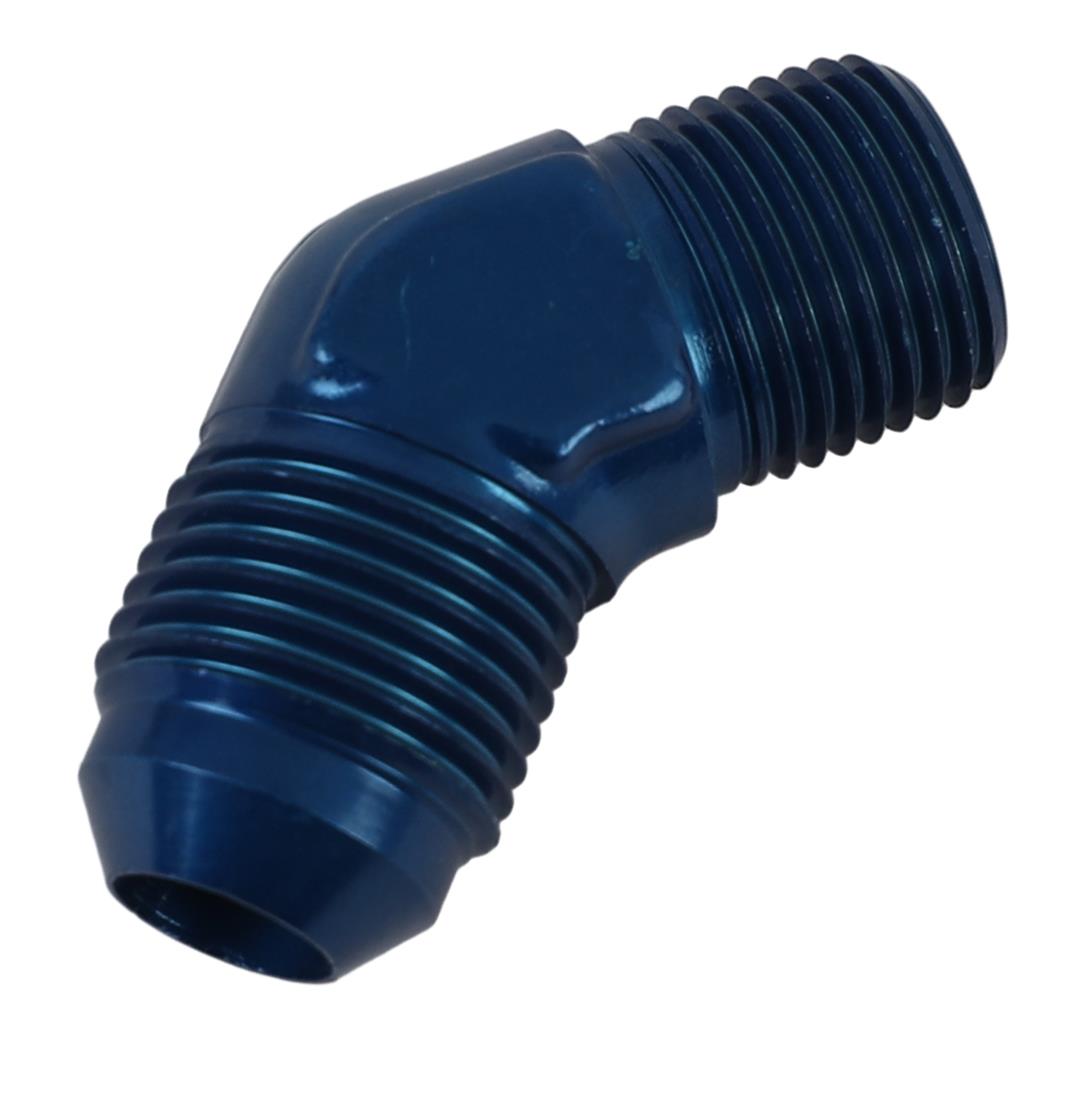 Earl's Performance AN to NPT Adapter Fittings 982308ERL Fitting, Adapter, NPT, 45 Degree, Aluminum, Blue Anodized, -8 AN, 3/8 in. NPT, Each thumbnail 2