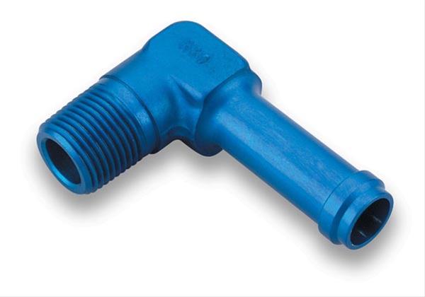 Earl's Performance Hose Barb to Pipe Thread Adapters 984210ERL Fitting, Adapter, NPT Barb, 90 Degree, Aluminum, Blue Anodized, 1/2 in. NPT, 5/8 in. Barb, Each thumbnail 2