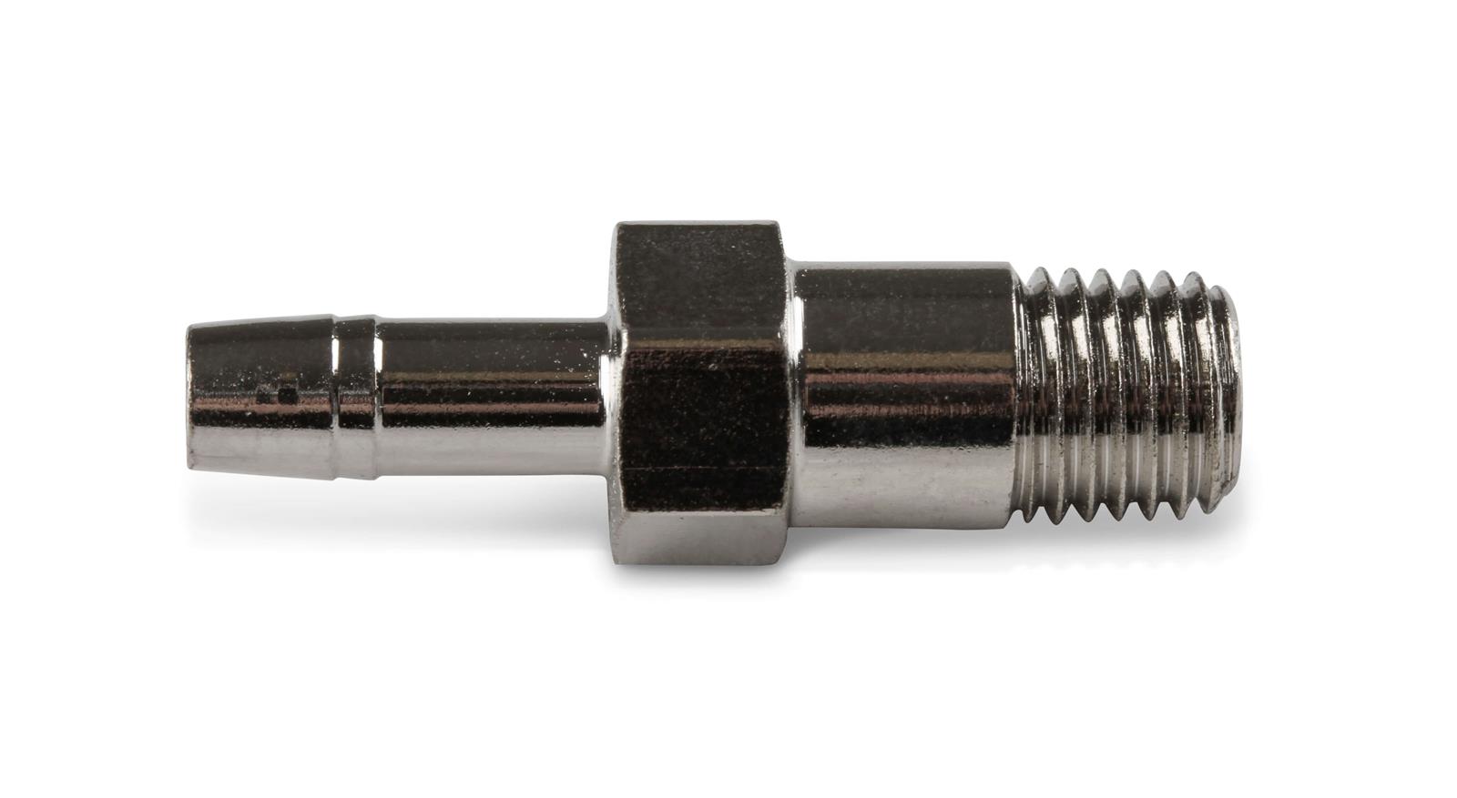 Earl's Performance Hose Barb to Pipe Thread Adapters 988021ERL Fitting, Adapter, NPT Barb, Straight, Steel, Nickel Plated, 1/16 in. NPT, 5/32 in. Barb, Each thumbnail 4