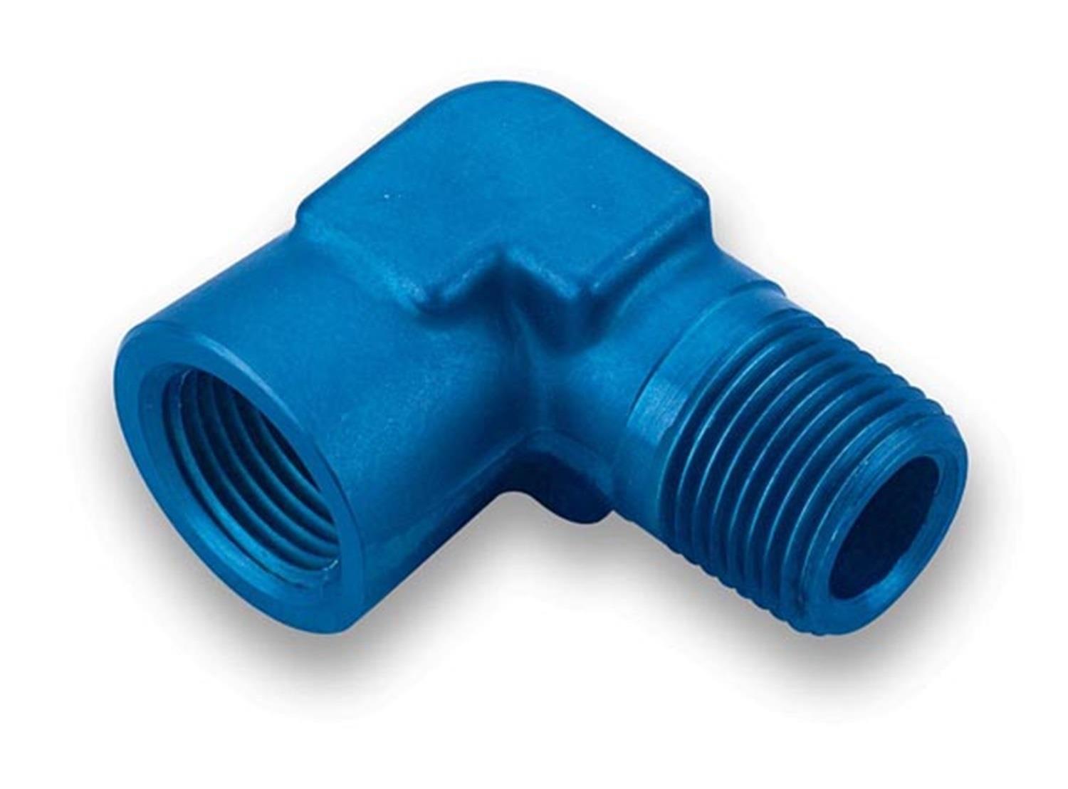 Earl's Performance Couplers 991401ERL Fitting, Coupler, Union, NPT to NPT, 90 Degree, Aluminum, Blue Anodized, 1/8 in. NPT, 1/8 in. NPT, Each