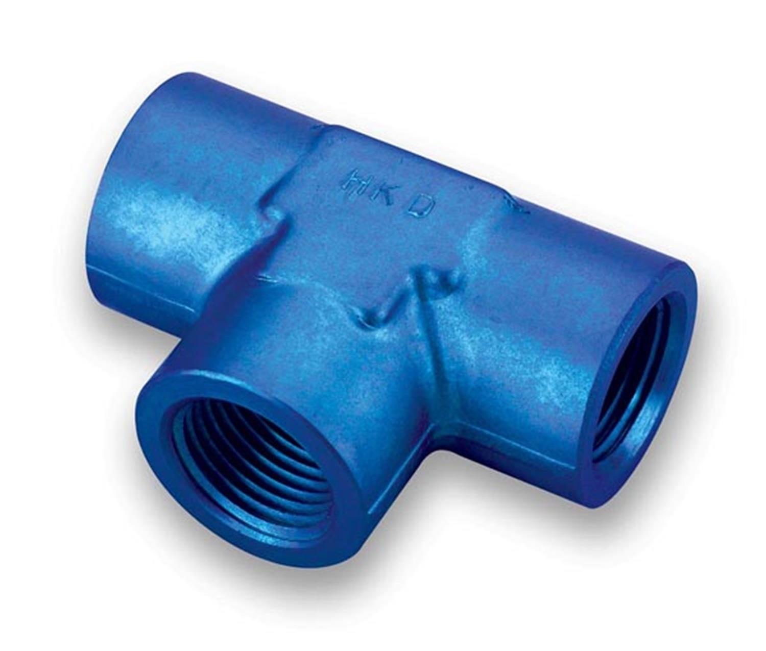 Earl's Performance Tee Adapter Fittings 991701ERL Fitting, Adapter, Female Pipe 1/8 in. NPT, Aluminum, Blue, Each