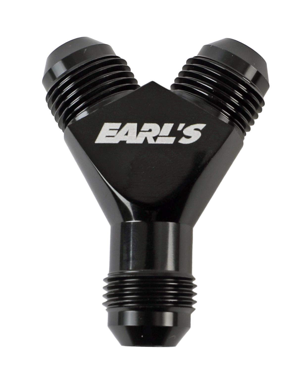Earl's Performance Y-Fittings AT100173ERL Fitting, Y-Distribution Block, Aluminum, Black Anodized, -8 AN Male Threads, Each thumbnail 2